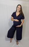 Navy button down Jumpsuit- maternity and breastfeeding friendly