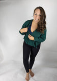 Green wrap peplum nursing/breastfeeding sweater