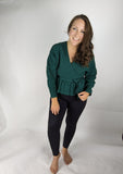 Green wrap peplum nursing/breastfeeding sweater