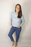 Light Blue hidden zipper nursing/ breastfeeding sweatshirt