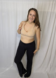 Beige racer back nursing sports bra