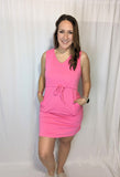Pink nursing/ breastfeeding tank dress with draw string waist