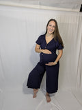 Navy button down Jumpsuit- maternity and breastfeeding friendly