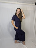 Navy button down Jumpsuit- maternity and breastfeeding friendly