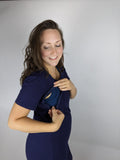 Short sleeve hidden zipper nursing/breastfeeding dress