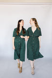 Tie front maternity and nursing/breastfeeding midi dress
