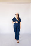 Navy maternity wide leg jumpsuit