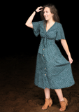Tie front maternity and nursing/breastfeeding midi dress